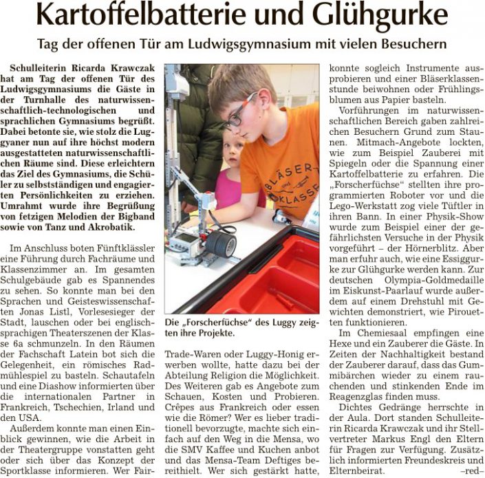 2018-03-01 TAGBLATT. Tag der offenen Tür