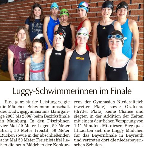 2018-03-23 TAGBLATT. Luggy-Schwimmerinnen im Finale