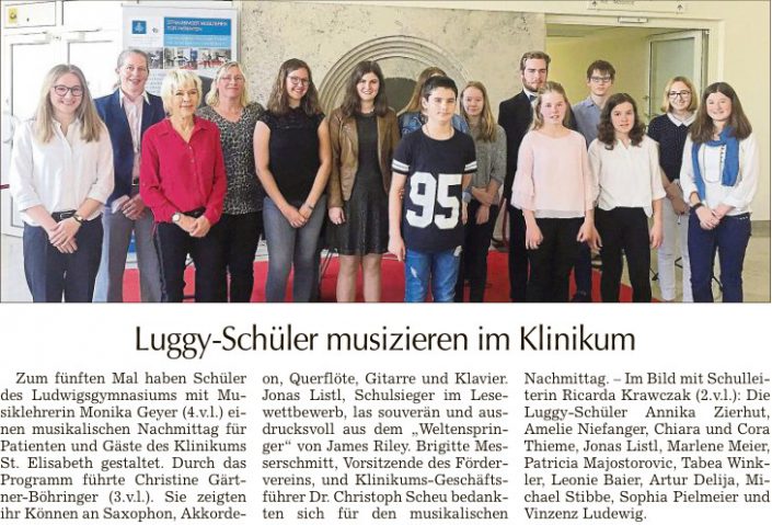 2018-04-20 TAGBLATT. Luggy-Schüler musizieren im Klinikum