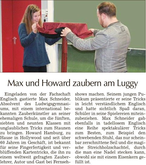 2018-04-23 TAGBLATT. Max und Howard zaubern