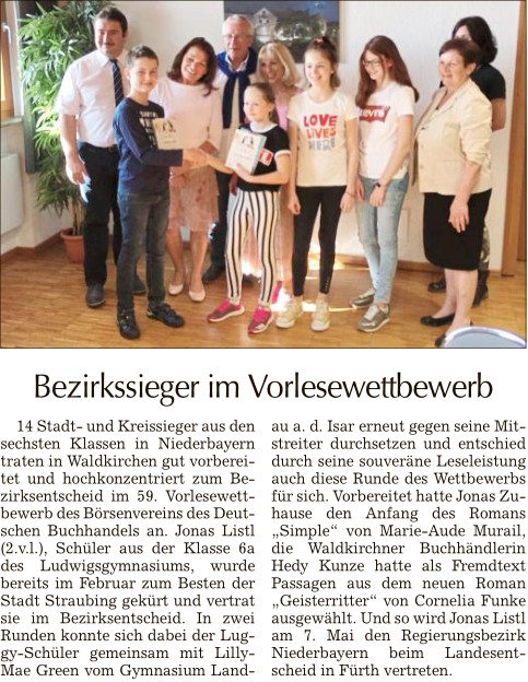 2018-04-26 TAGBLATT. Vorlesewettbewerb