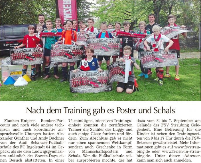 2018-05-12 TAGBLATT. AUDI Schanzer-Fußballschule