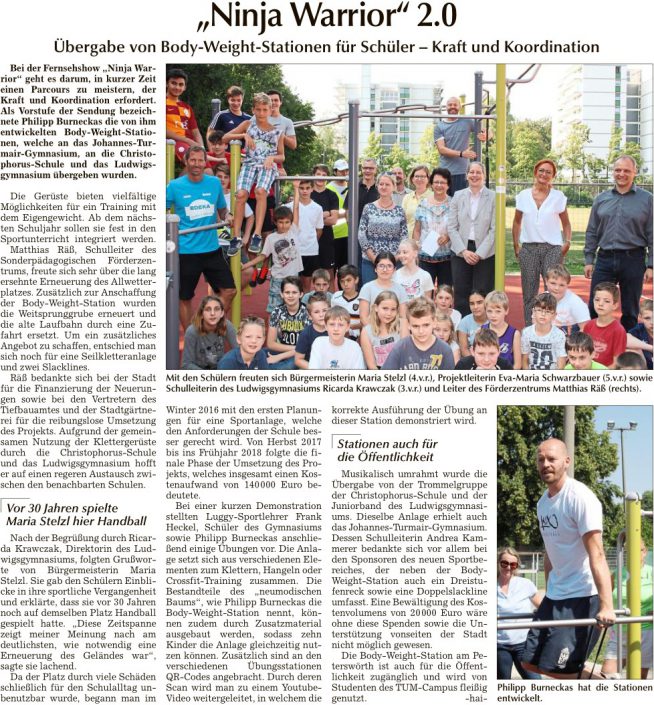 2018-07-30 TAGBLATT. Body Weight Station. Ninja Warrior