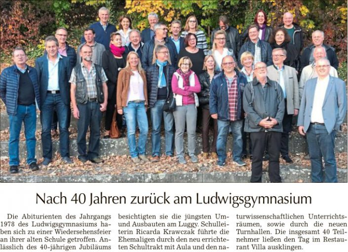 2018-10-29 TAGBLATT. Ehemalige. 40 Jahre