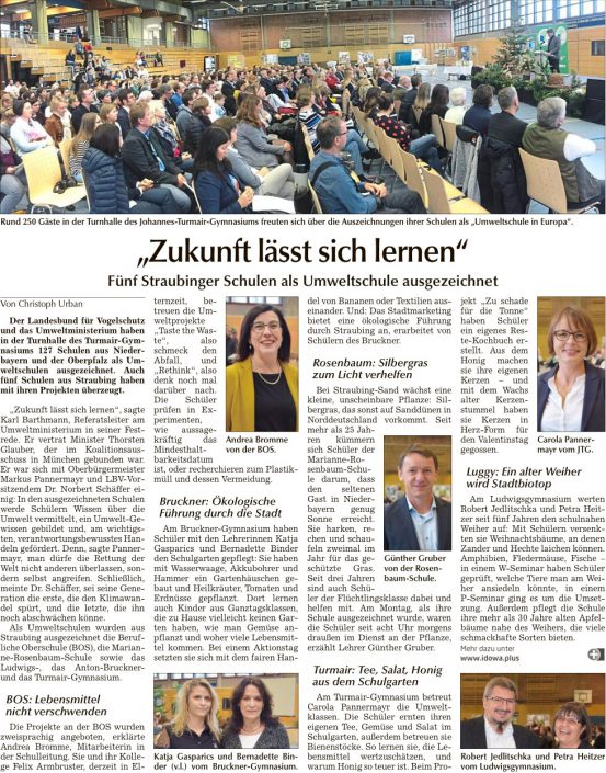 2018-11-27 TAGBLATT. Umweltschulen ausgezeichnet