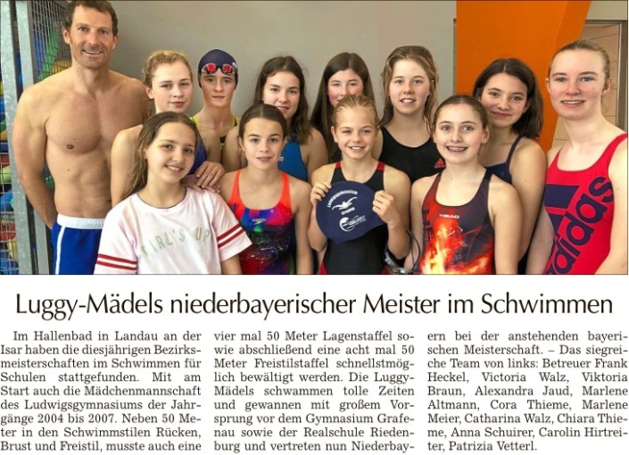2019-03-27 TAGBLATT. Schwimmen Mädchen