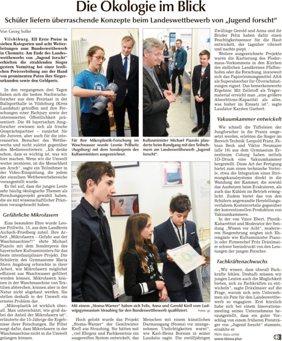 2019-04-04 TAGBLATT. Jugend forscht
