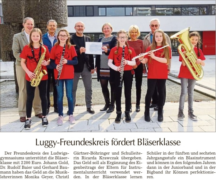 2019-04-16 TAGBLATT. Luggy-Freundeskreis fördert Bläserklasse