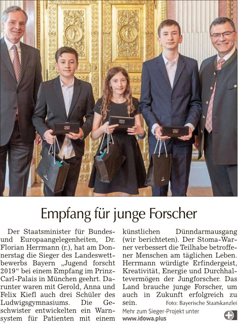 2019-05-10 TAGBLATT. Empfang für junge Forscher