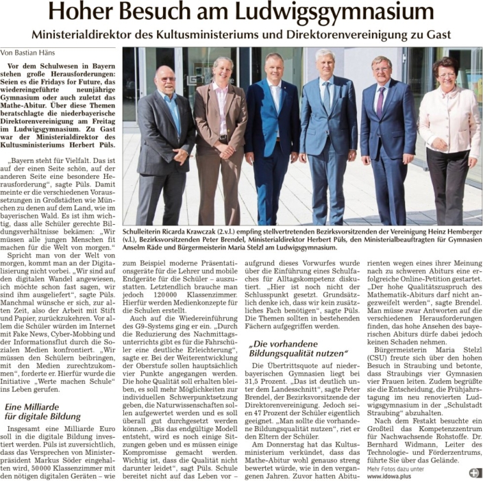 2019-05-20 Hoher Besuch am Ludwigsgymnasium