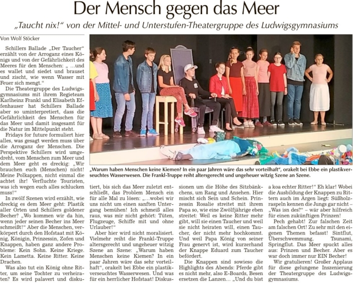 2019-07-27 TAGBLATT. Theater. Taucht nix