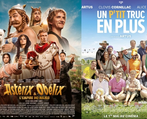Filmplakate von 'Astérix & Obélix. L'empire du milieu' und 'Un p'tit truc en plus'
